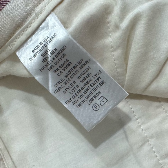 Theory Nadeema Stripe Red and White Wide Crop Wide Leg Capri Linen Pants Size 0 - Picture 7 of 7